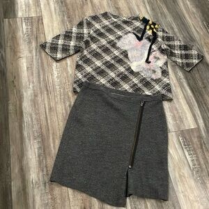 ANTHROPOLOGIE Troubadour Mohair Felted Floral Sweater & Sparrow Skirt